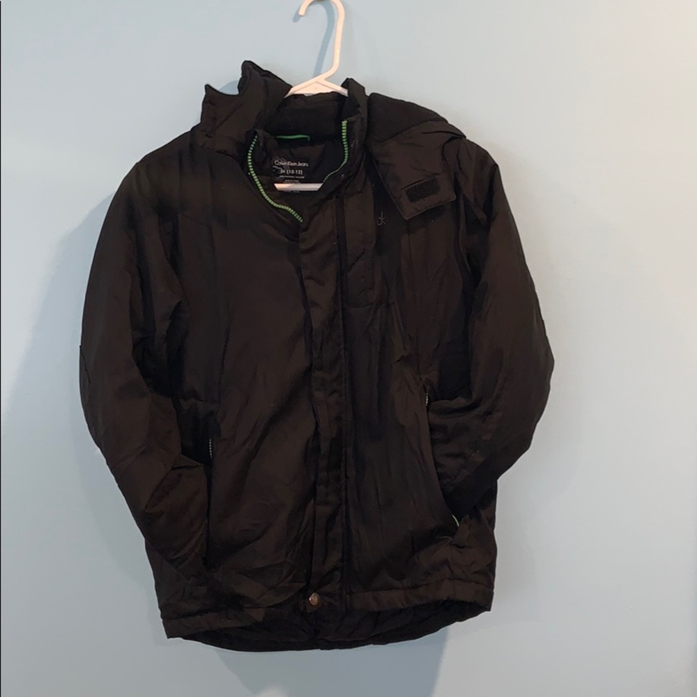 Boys 10-12 hooded Calvin Klein black coat